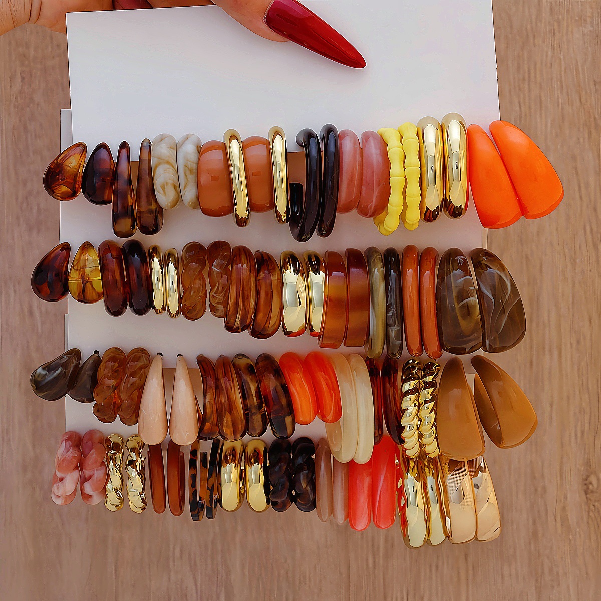 Ethnic Fashion Wear For Women - KMVEXO 40Pairs/Set Bohemian Coffee Resin Earring