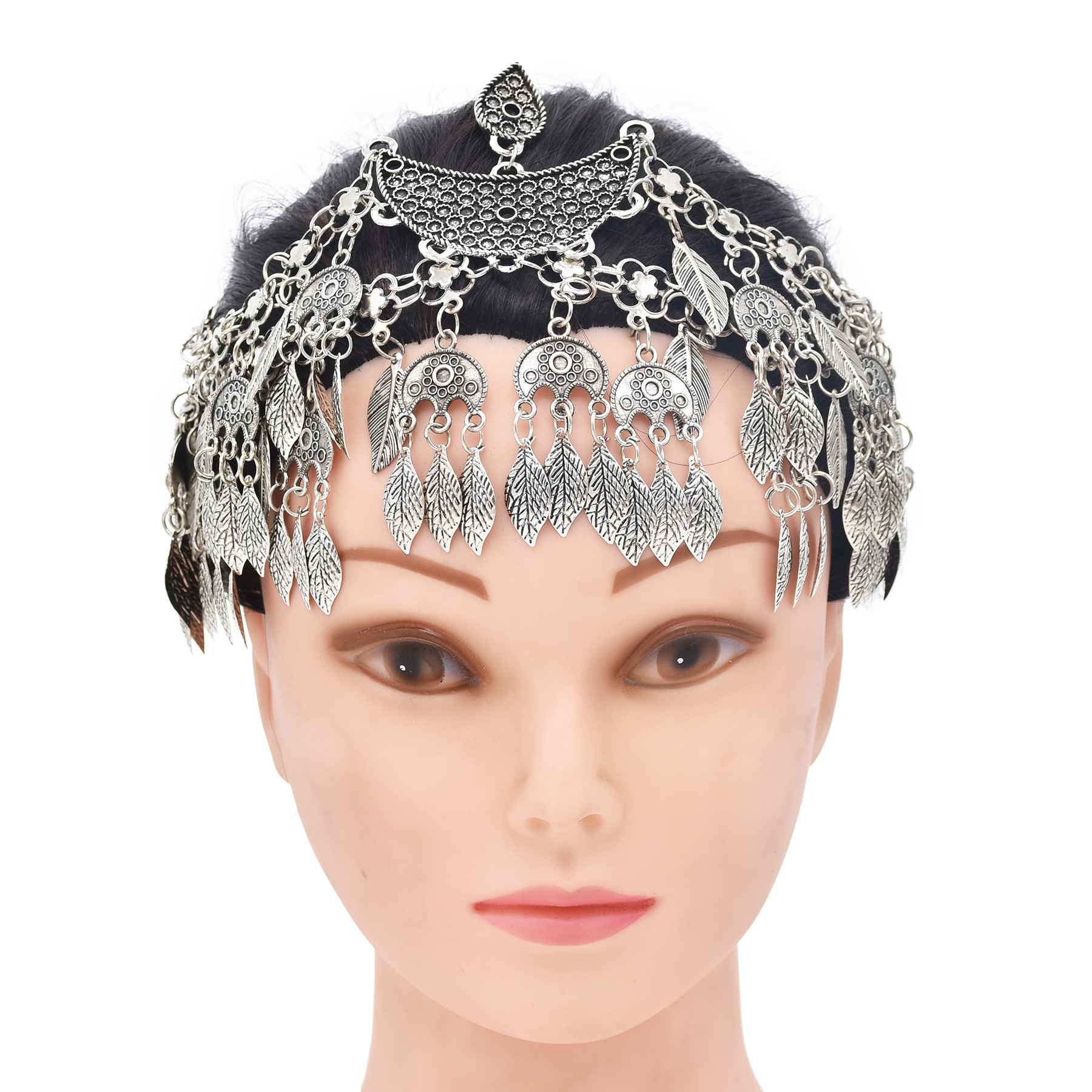 Ethnic Fashion Pakistan - Vintage Silver Ethnic Multilayer Leaf Tassel