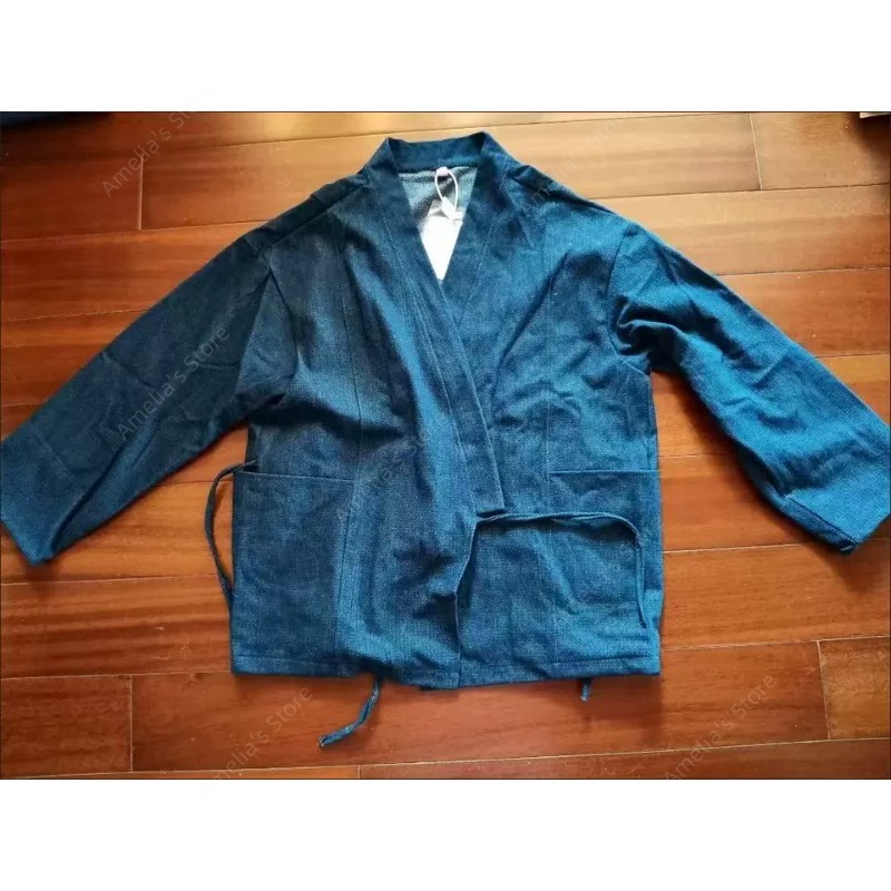 Haori Japanese Jacket - Men's Japanese Kimono Cardigan Denim Haori
