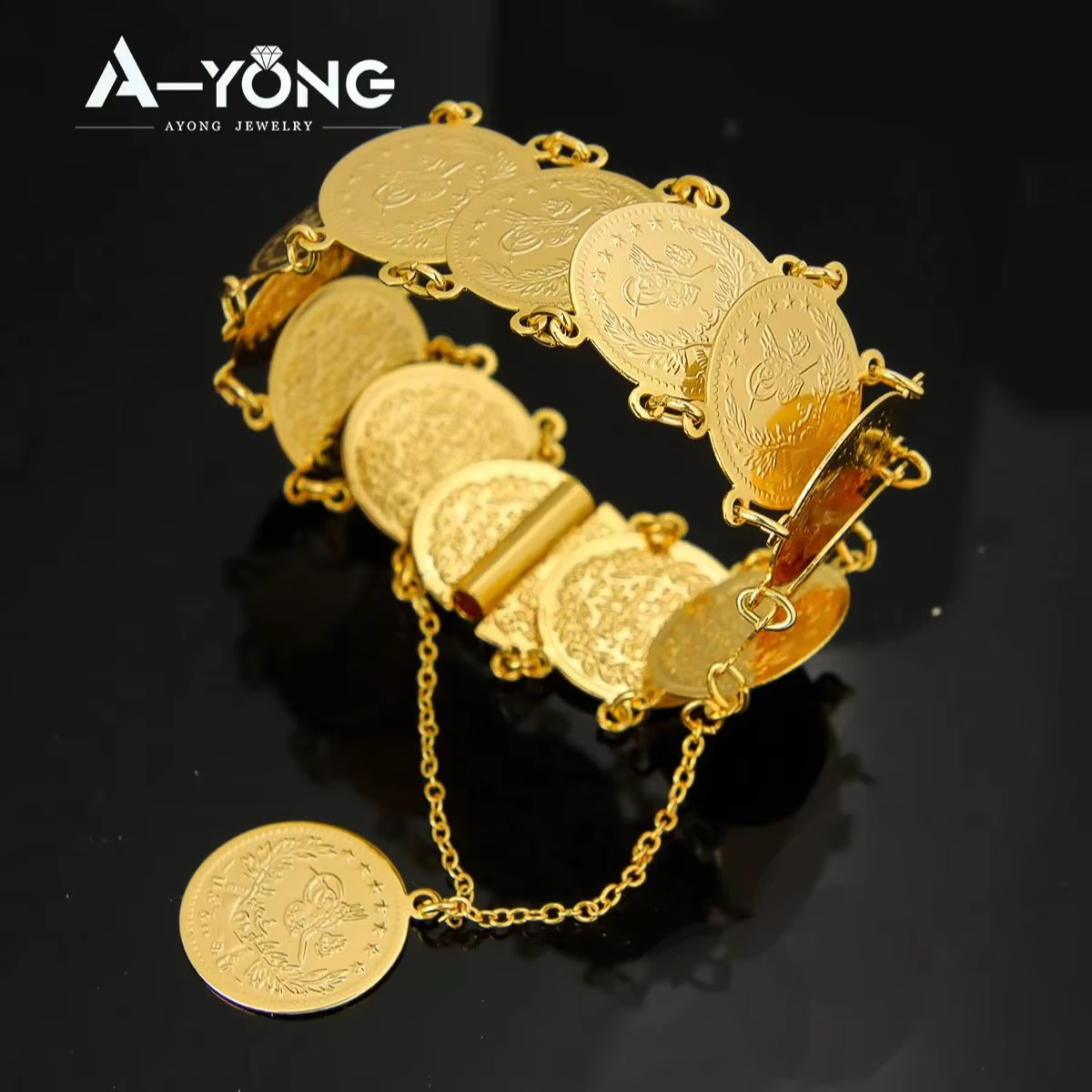 Ethnic Fashion Dubai - Turkish Coins Bracelet 21k Gold Plated