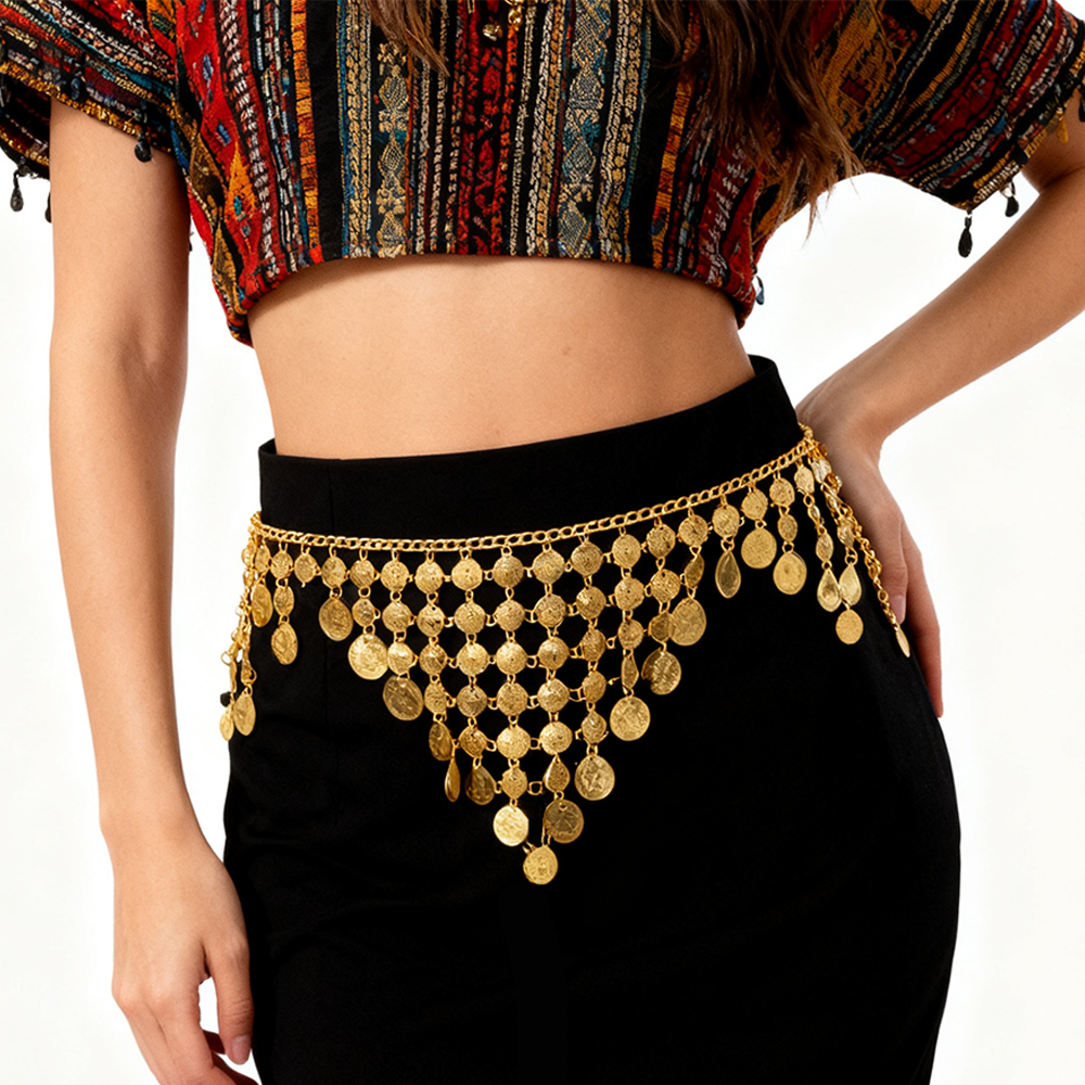 Ethnic Fashion Co In - Trendy Luxury Gold Coin Pendant Waist