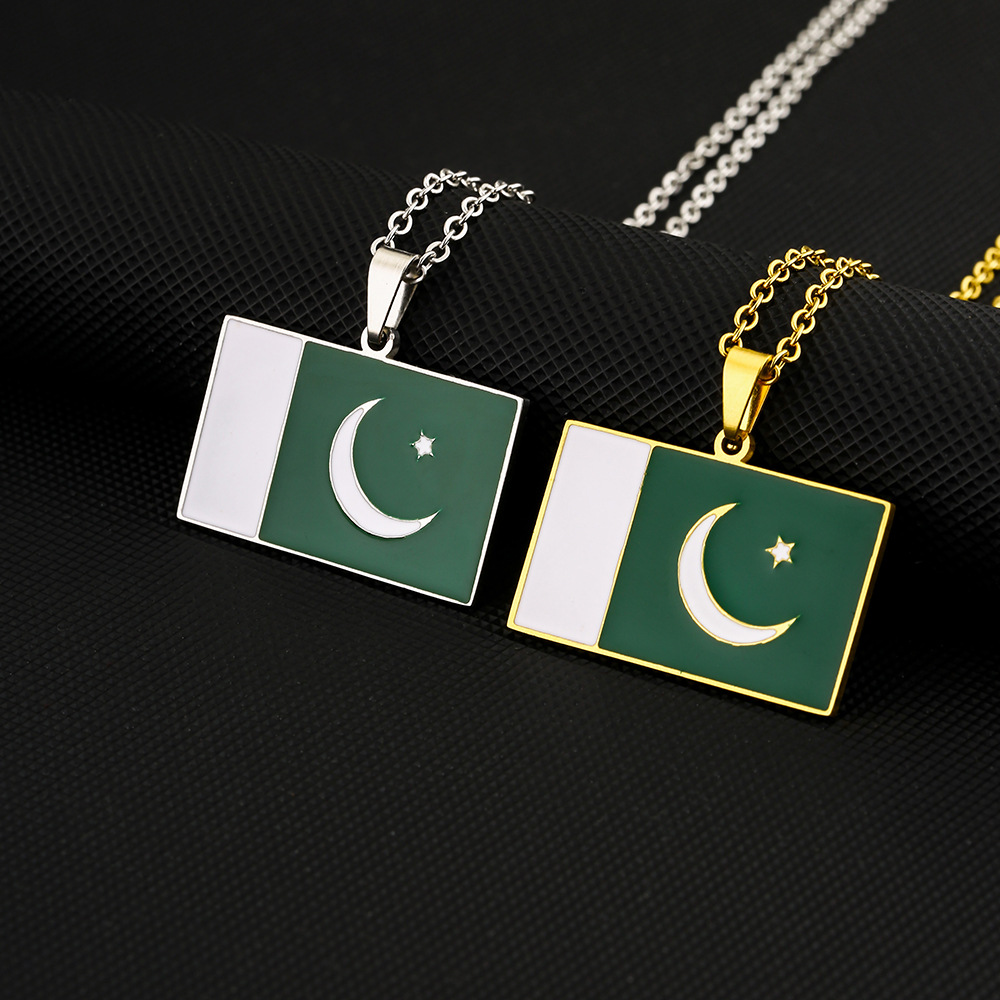 Ethnic Fashion Pakistan - pakistan necklace Map Flag Pendant Necklaces