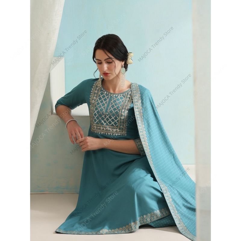 Peacock Blue Indian Women 3 Pi - Salwar Kameez Set recensie en prijs