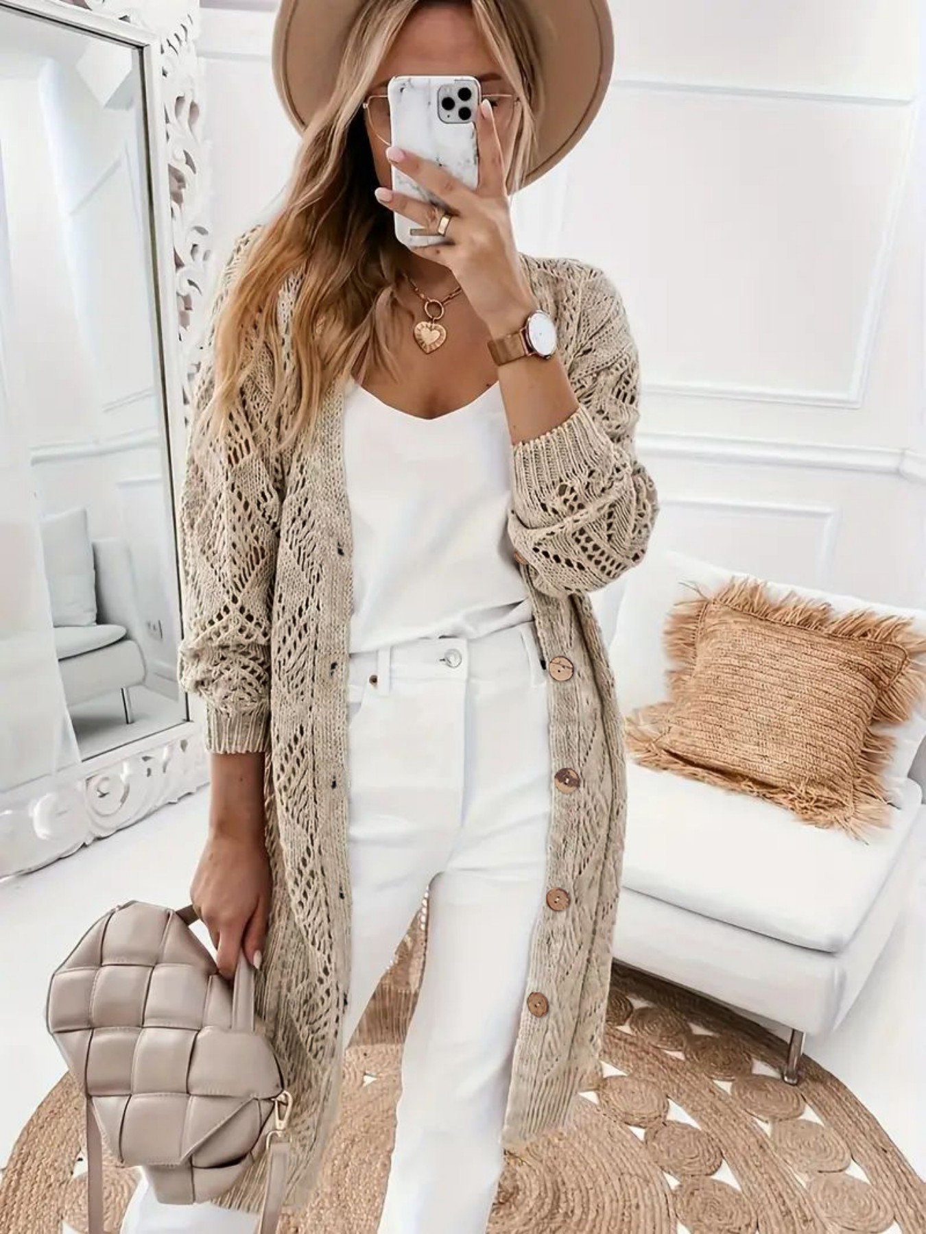 Women's Loose Fit Lace Knit Ca - Ethnic Fashion India recensie en prijs